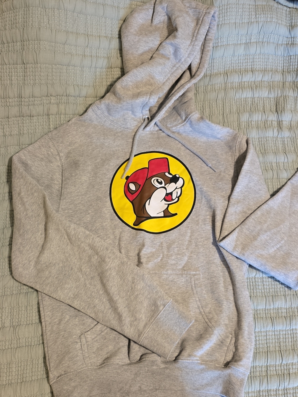 Gray Hooded Sweatshirt with Yellow Logo